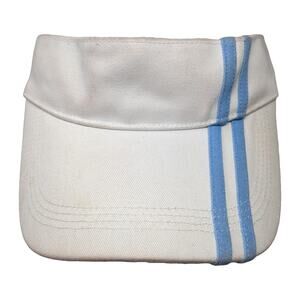 Summer Living Strapback Sun Visor Cap White One Size Adjustable 2 Stripes Cotton